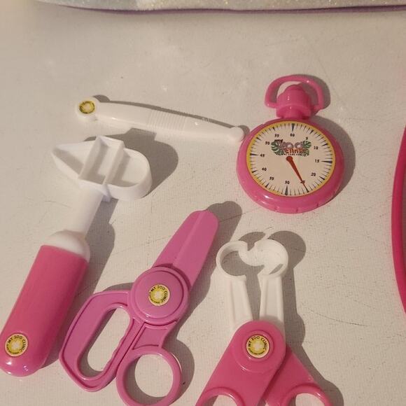 Dr doctor kit gently used in fun rainbow glitter bag  2 stethoscopes & tools - Picture 5 of 8